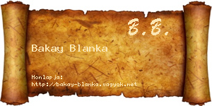 Bakay Blanka névjegykártya